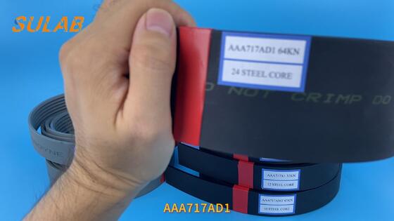 ओटिस एलिवेटर ट्रैक्शन स्टील बेल्ट AAA717AD1 लिफ्ट कार लिफ्टिंग के लिए उच्च शक्ति कम कंपन घर्षण प्रतिरोधी ट्रांसमिशन बेल्ट